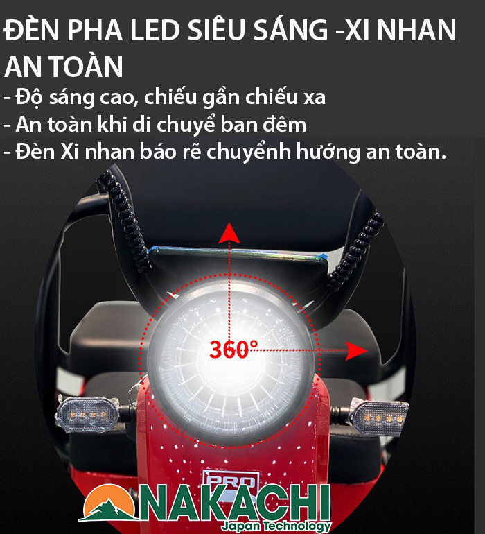 đèn chiếu sáng ban đêm xe điện 3 bánh